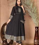 Black gota patti rayon kurta set