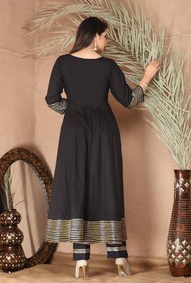 Black gota patti rayon kurta set 4