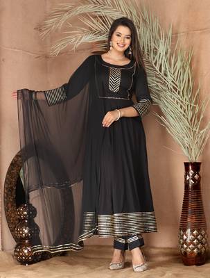 Black gota patti rayon kurta set 5