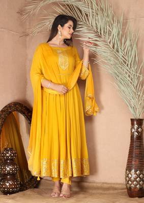 Yellow gota patti rayon kurta set 1