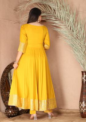 Yellow gota patti rayon kurta set 5