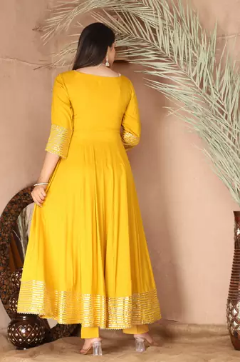 Yellow gota patti rayon kurta set