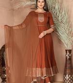 Peach gota patti rayon kurta set