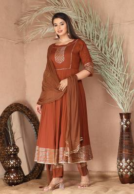 Peach gota patti rayon kurta set 3