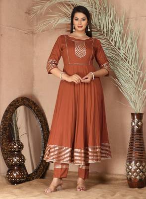 Peach gota patti rayon kurta set 4