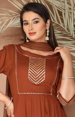 Peach gota patti rayon kurta set 6