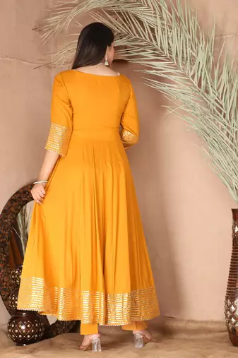 Mustard gota patti rayon kurta set