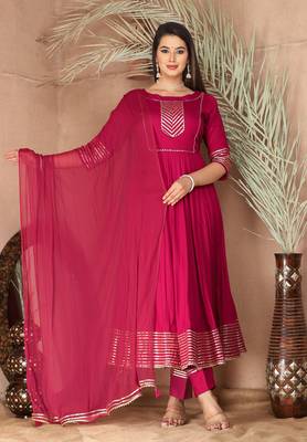 Pink gota patti rayon kurta set 1