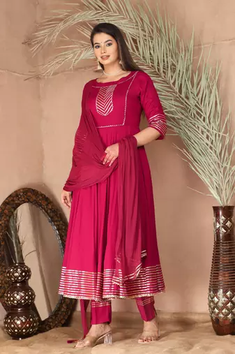 Pink gota patti rayon kurta set