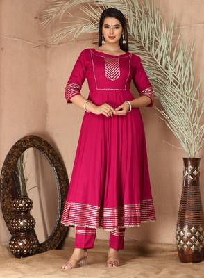 Pink gota patti rayon kurta set 4