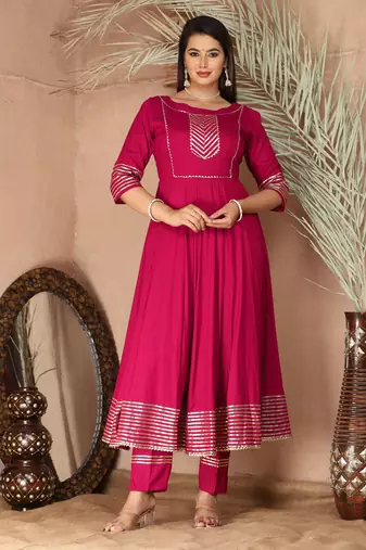 Pink gota patti rayon kurta set