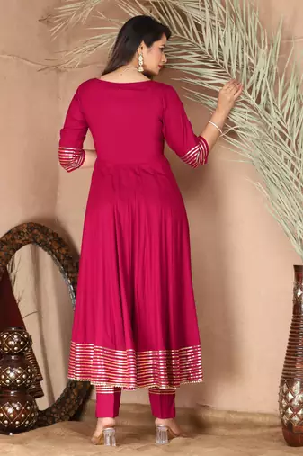 Pink gota patti rayon kurta set