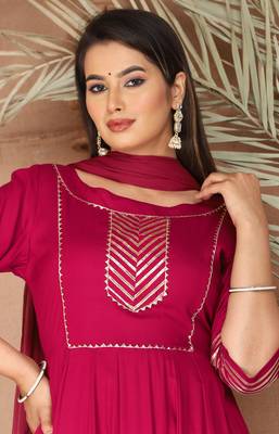 Pink gota patti rayon kurta set 6