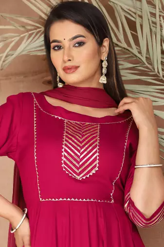 Pink gota patti rayon kurta set
