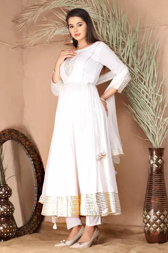 White gota patti rayon kurta set