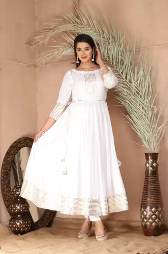 White gota patti rayon kurta set