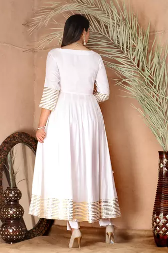 White gota patti rayon kurta set
