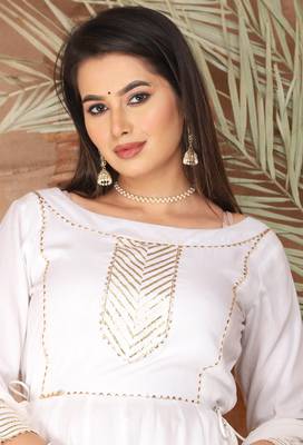 White gota patti rayon kurta set 6