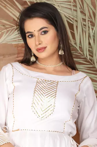 White gota patti rayon kurta set