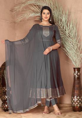 Grey gota patti rayon kurta set 1
