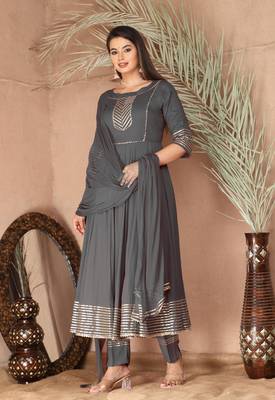 Grey gota patti rayon kurta set 3