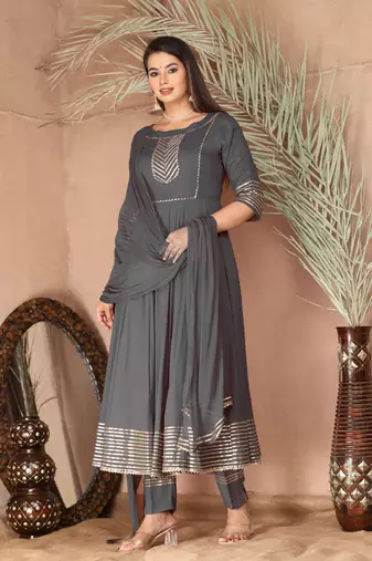 Grey gota patti rayon kurta set