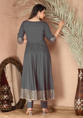 Grey gota patti rayon kurta set 5