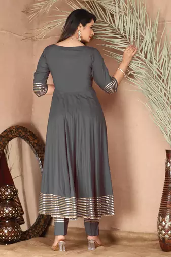 Grey gota patti rayon kurta set