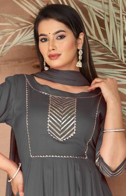 Grey gota patti rayon kurta set 6