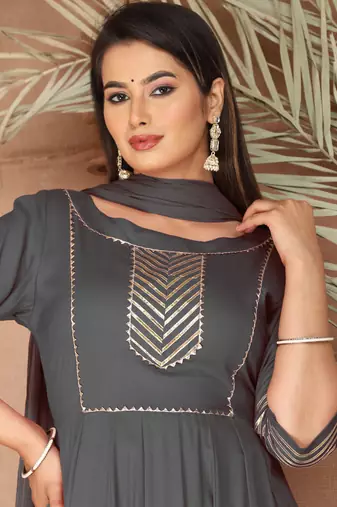 Grey gota patti rayon kurta set