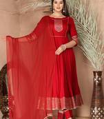 Red gota patti rayon kurta set