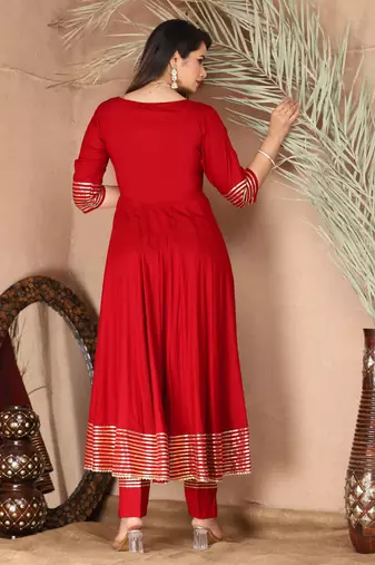 Red gota patti rayon kurta set