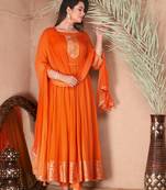 Orange gota patti rayon kurta set