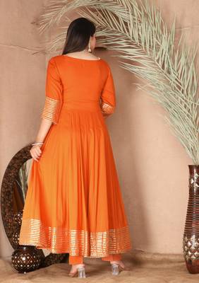 Orange gota patti rayon kurta set 5