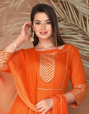 Orange gota patti rayon kurta set 6