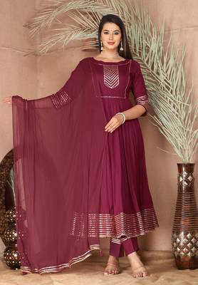 Purple gota patti rayon kurta set 1