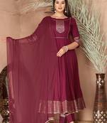 Purple gota patti rayon kurta set