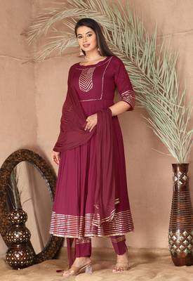 Purple gota patti rayon kurta set 3