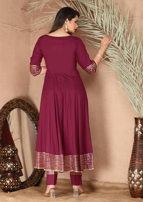 Purple gota patti rayon kurta set 5