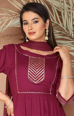 Purple gota patti rayon kurta set 6