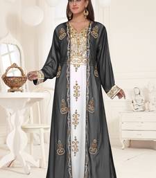 Black & White color Full Sleeves Handmade Two-Piece Jacket Style Moroccan Kaftan