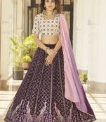 Purple Thread And Multi Sequins Embroidered Georgette Designer Lehenga Choli