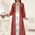 Maroon & White color Full Sleeves Handmade Two Piece Jacket Style Moroccan Kaftan