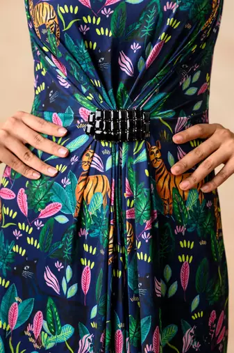 Our signature style jungle (copyright) print ruching gown