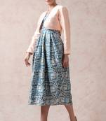 Casal grey pink print pure silk gown with shrug