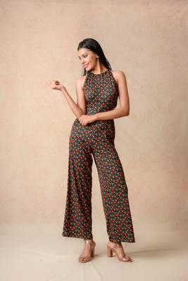 Our flaming lily (copyright) print halter neck jumpsuit 2