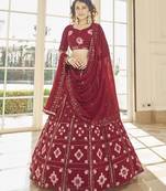 Ravishing Red Thread And Multi Sequins Embroidered Georgette Lehenga Choli For Bridesmaid