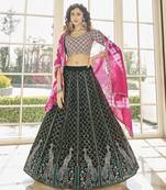  Green Thread And Sequins Embroidered With Stone Work Georgette Party Wear Designer Lehenga Choli