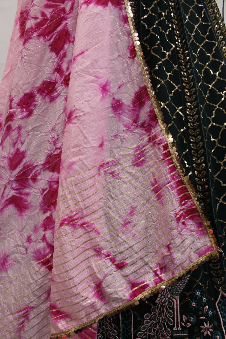  Green Thread And Sequins Embroidered With Stone Work Georgette Party Wear Designer Lehenga Choli