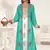 Sea Green & White color Full Sleeves Handmade Two Piece Jacket Style Moroccan Kaftan